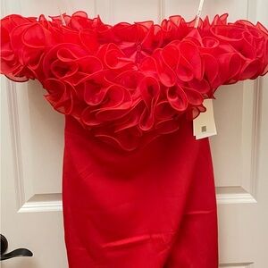 Elegant Red Off-Shoulder Dress NWT